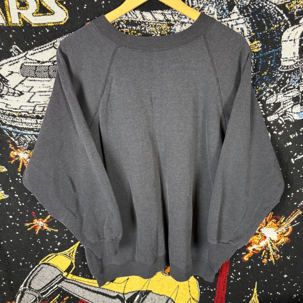 Vintage Hanes Her Way Sweatshirt 2X Faded Black Raglan Crewneck Made in USA